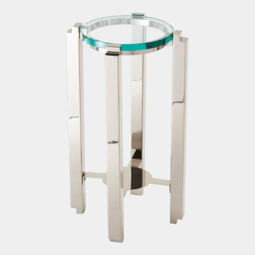 Global Views Metro Side Table - Nickel & Clear Glass