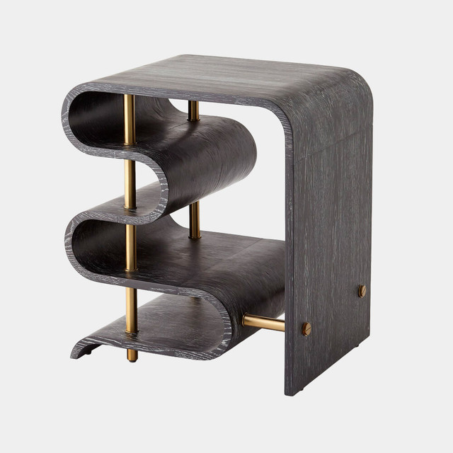 Global Views Traverse Side Table - Ebony Cerused