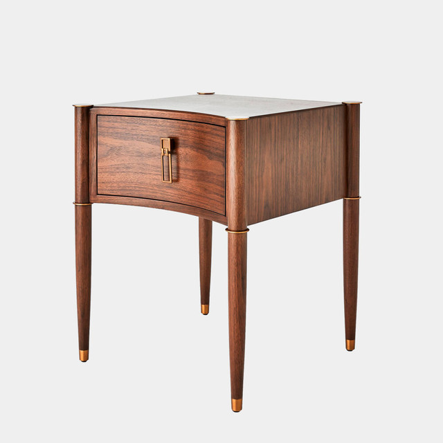 Global Views Triple Curve Side Table - Walnut