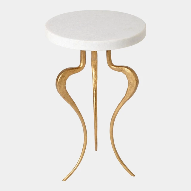 Global Views Silhouette Accent Table - Antique Gold & White