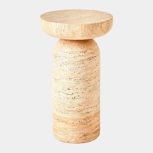 Global Views Tumble Accent Table - Travertine