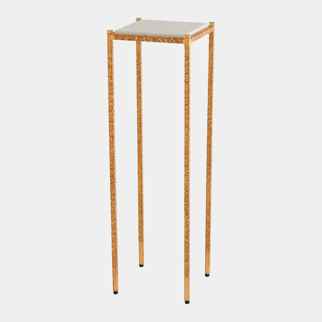 Global Views Shadrach Cut Iron Accent Table - Gold Leaf