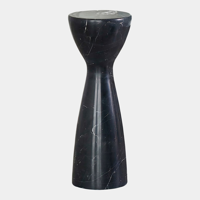 Global Views Appellative Marble Tower Hourglass Table - Black