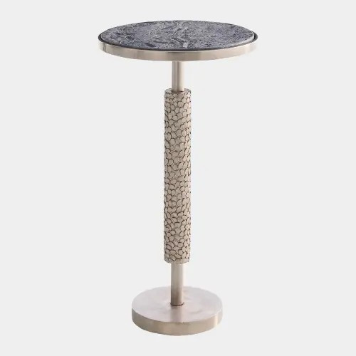 Global Views Cecily Hammered Martini Table - Antique Nickel