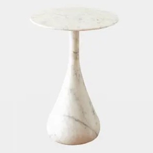 Global Views Dea Table - Gray White Carrara Marble
