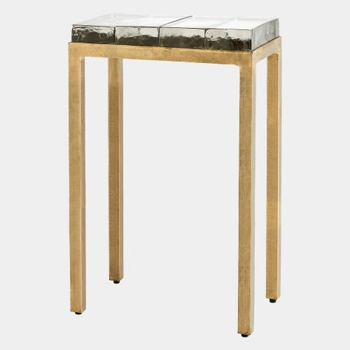 Global Views Ice Block Quad Table - Antique Gold