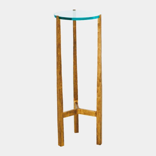 Global Views Oculus Table - Antique Gold & Clear Glass