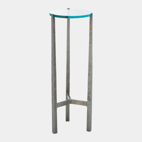 Global Views Oculus Table - Natural Iron & Clear Glass