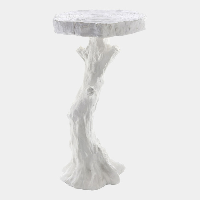 Global Views Faux Bois Table - White Plaster