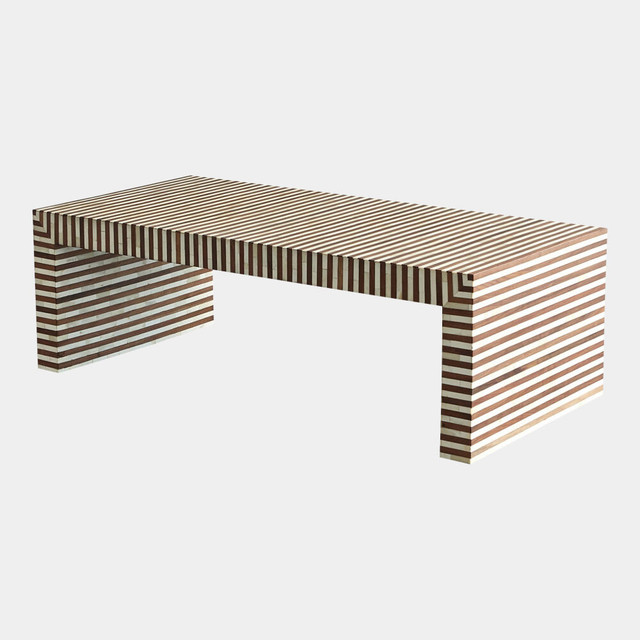 Global Views Sienna Coffee Table - Walnut & Bone