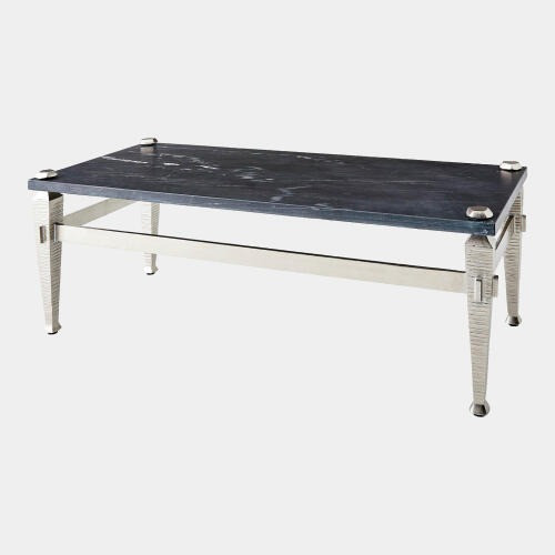 Global Views Roman Coffee Table - Nickel & Black Marble