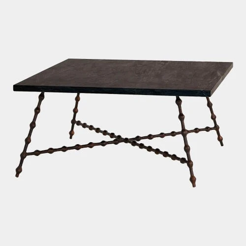 Global Views Elder Cocktail Table - Bronze & Black Marble