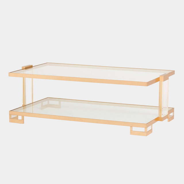 Global Views Rahling Cocktail Table - Brass & Glass