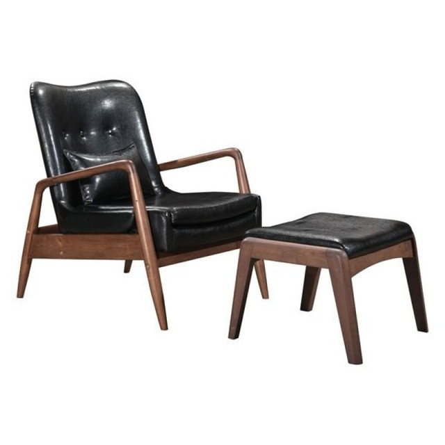 Zuo Modern Bully Lounge Chair & Ottoman Black