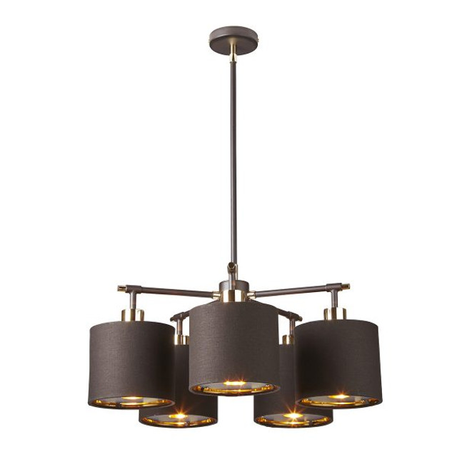 Elstead Lighting Balance Brown/Polished Brass 5-Light Chandelier