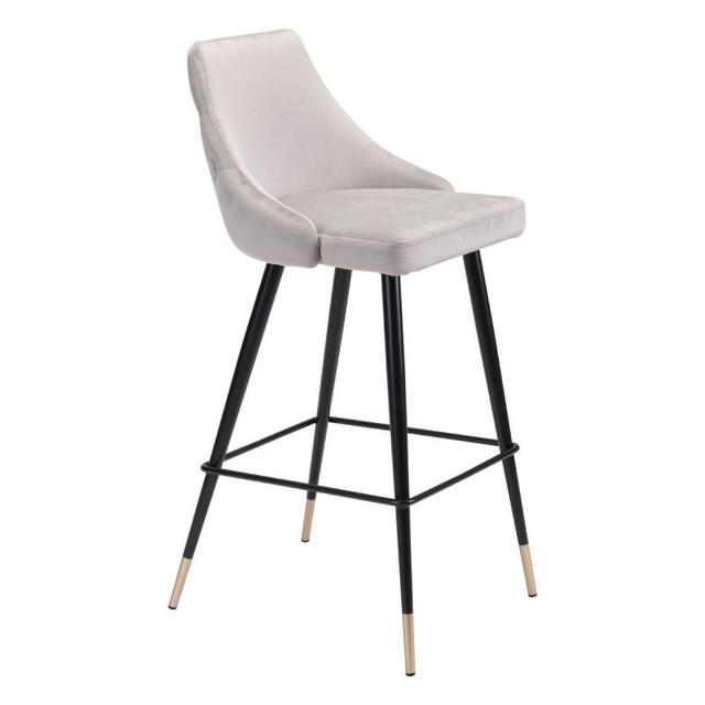 Zuo Modern Piccolo Bar Chair Gray Velvet