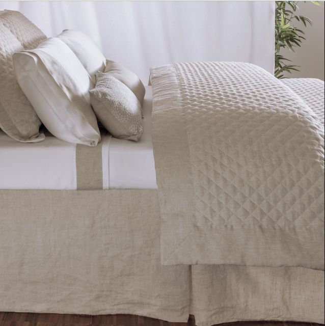 Hudson Linen Queen tailored & lined bed skirt by Bovi