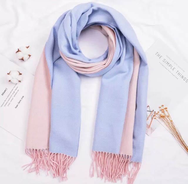 Silk Blend Wrap in Light Blue and Light Pink