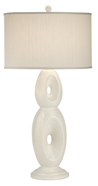 Thumprints Loop White with White Shade Table Lamp