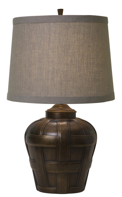 Thumprints Ashbury 23" Antique Bronze Table Lamp with Tan Shade