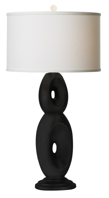 Thumprints Loop Black with White Shade Table Lamp