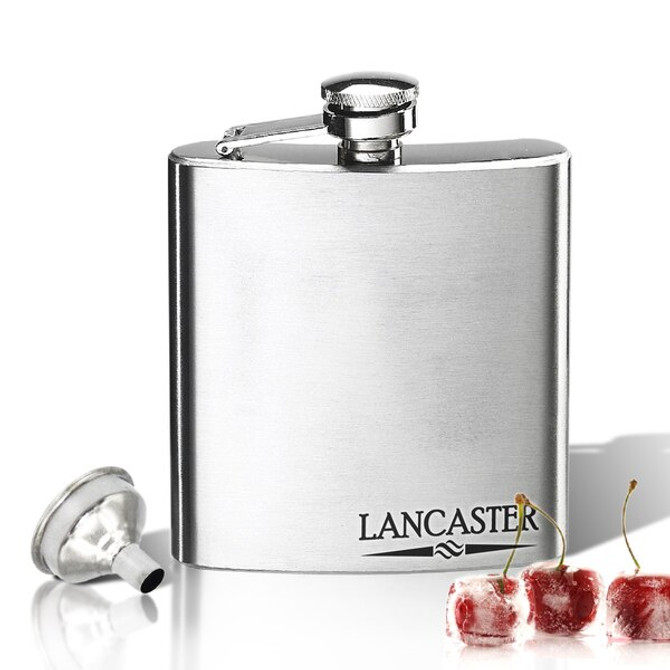 Stainless Steel Hip Flask (8 Oz) Personalized To Your Desire. Lower Corner Name With Accent.