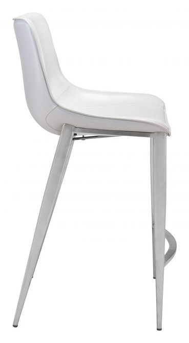 Zuo Modern Magnus Counter Chair White & Silver