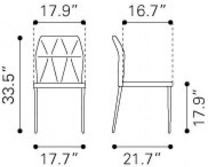 Zuo Modern Revolution Dining Chair Black Dimensions