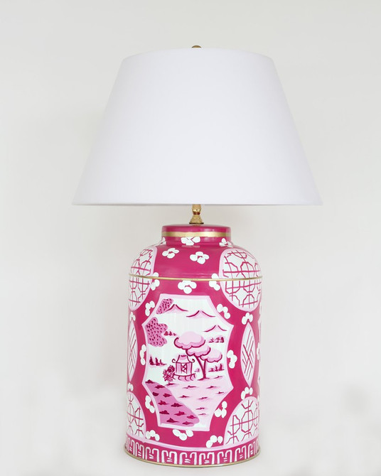 Pink Canton Tea Caddy Lamp - Small
