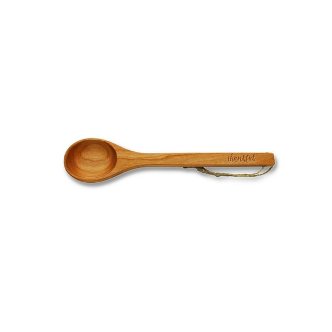 12'' Cherry Wooden Spoon - Thankful Motif With Personalization