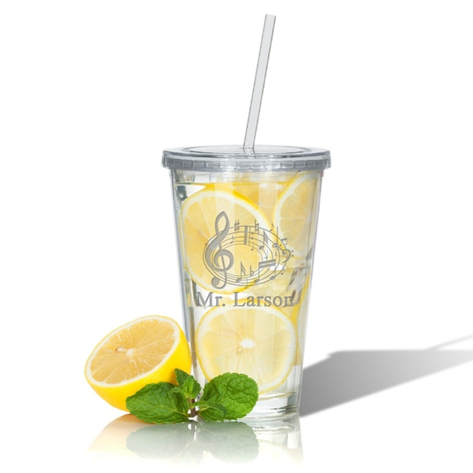 Personalized Double Walled Tumbler With Straw(Unbreakable) : Music