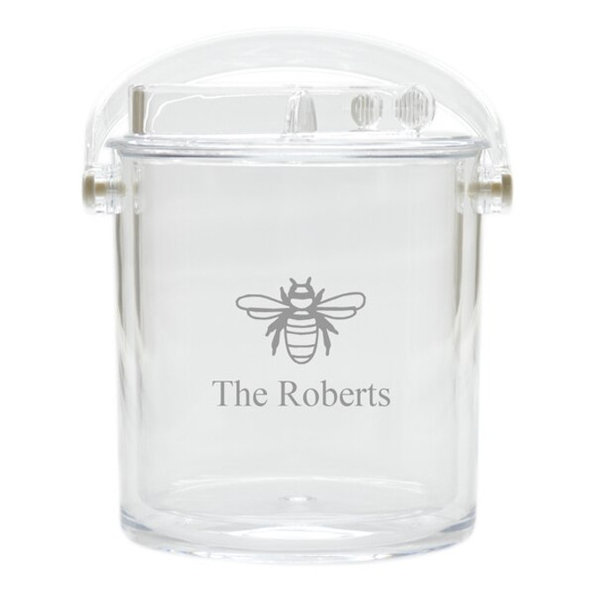 Personalized Insulated Ice Bucket With Tongs - Bee
