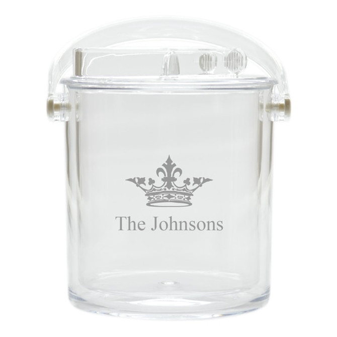 Personalized Insulated Ice Bucket With Tongs - Crown