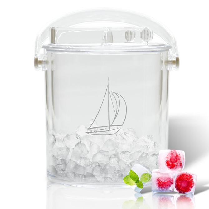 Insulated Ice Bucket With Tongs - Sailboat