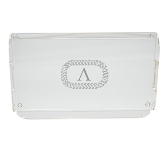 Personalized Acrylic Serving Tray - Rope With Initial