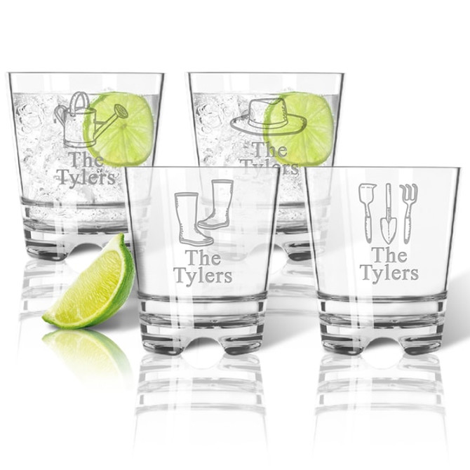 Tritan Double Old Fashioned Glasses 12Oz (Set Of 4) : Gardener  With Name