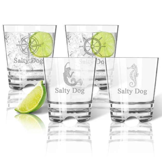 Tritan Double Old Fashioned Glasses 12Oz (Set Of 4) : Nautical  With Name