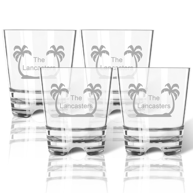 Personalized Palm Trees Old Fashioned - Set Of 4 (Tritan Unbreakable)