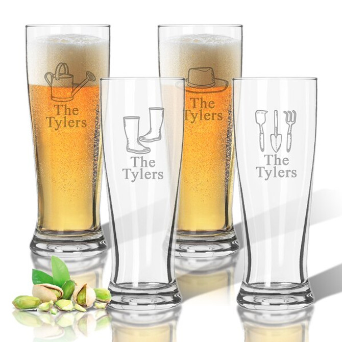 Tritan Pilsner 14 Oz (Set Of 4) : Gardener  With Name