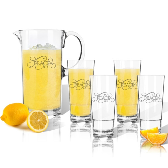 Entertaining Set: Tritan Pitcher And High Ball Glasses 16 Oz (Set Of 4)(Common Sayings)