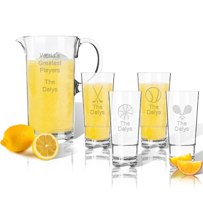 Entertaining Set: Tritan Pitcher And High Ball Glasses 16 Oz (Set Of 4) : Sports Variety With Name