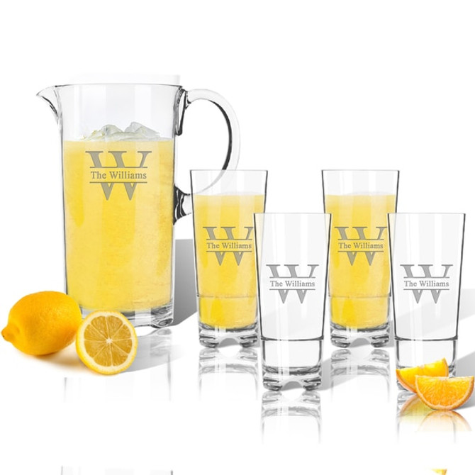 Entertaining Set: Tritan Pitcher And High Ball Glasses 16 Oz (Set Of 4): Split Letter