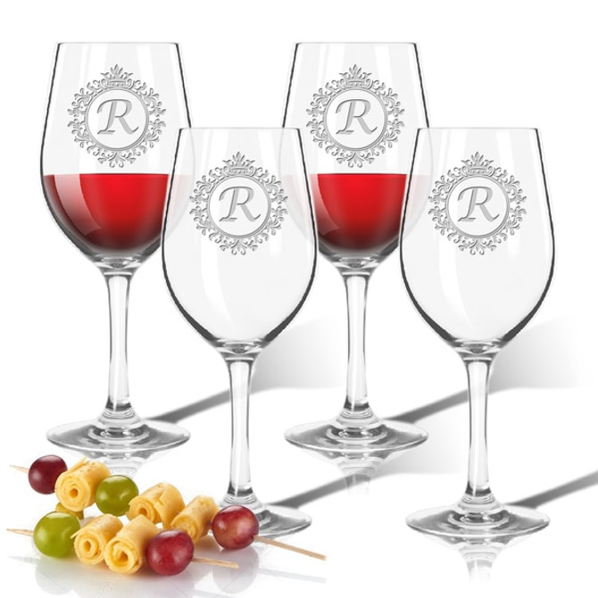 Icon Picker Personalized Tritan Wine Stems 12 Oz (Set Of 4)(Initial/Monogram Prime Design)