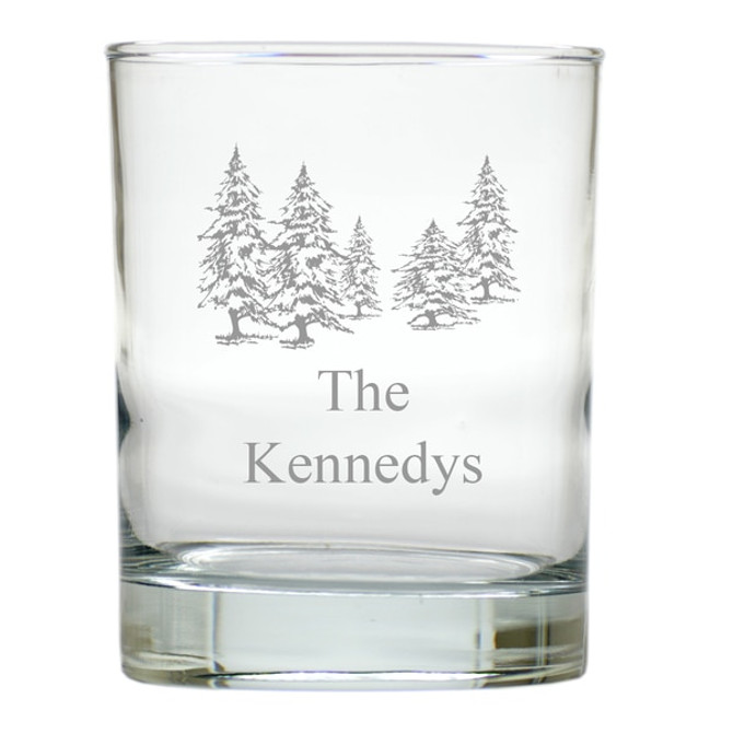 Personalized  Pine Trees Old Fashioned - Set Of 4 (Unbreakable)