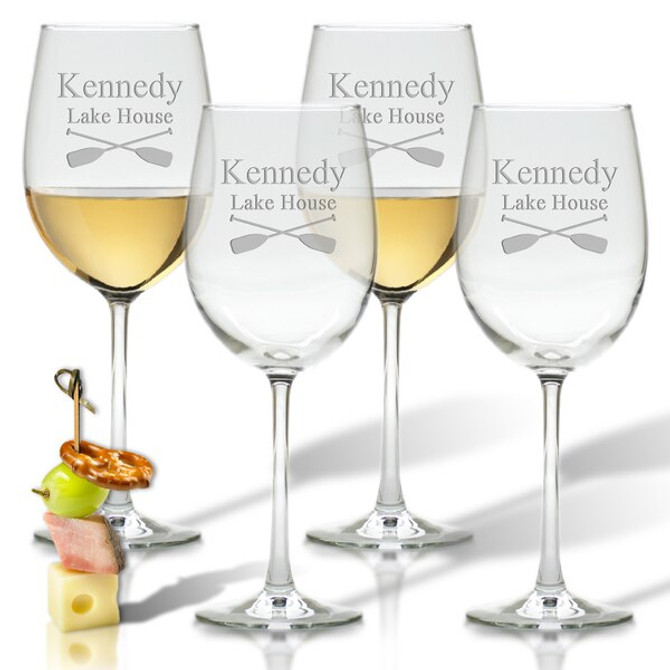 Personalized Oars Wine Stemware - Set Of 4 (Glass)