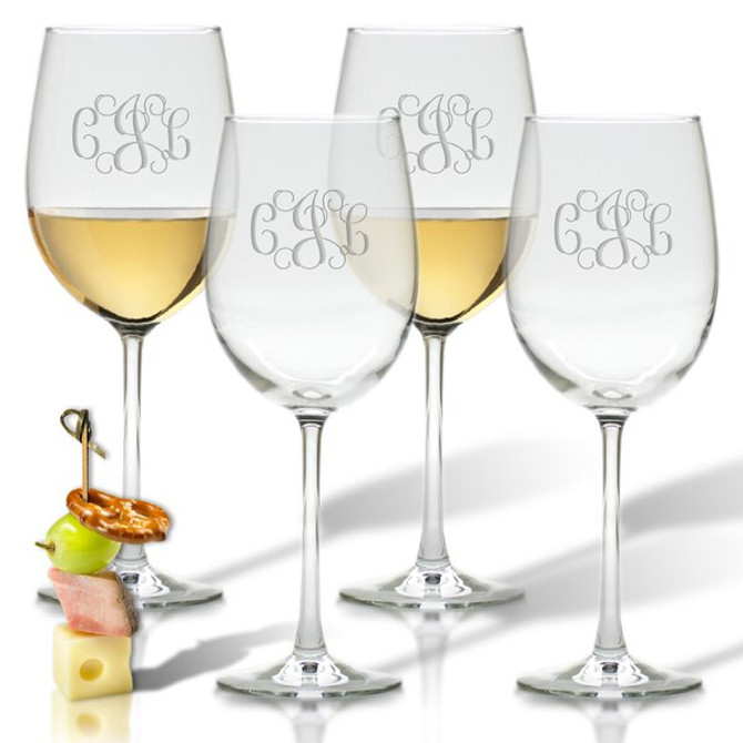 Personalized Wine Stemware Monogram - Set Of 4 (Glass)