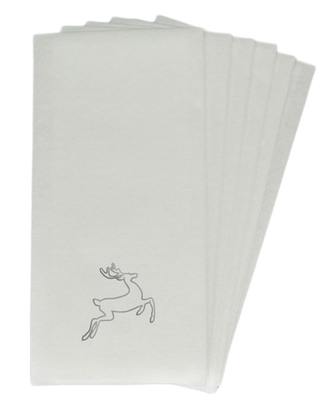 25 Linen-Like Disposable Guest Towels - Silver Deer