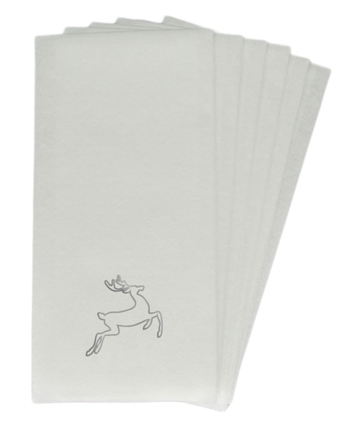 50 Linen-Like Disposable Guest Towels - Silver Deer