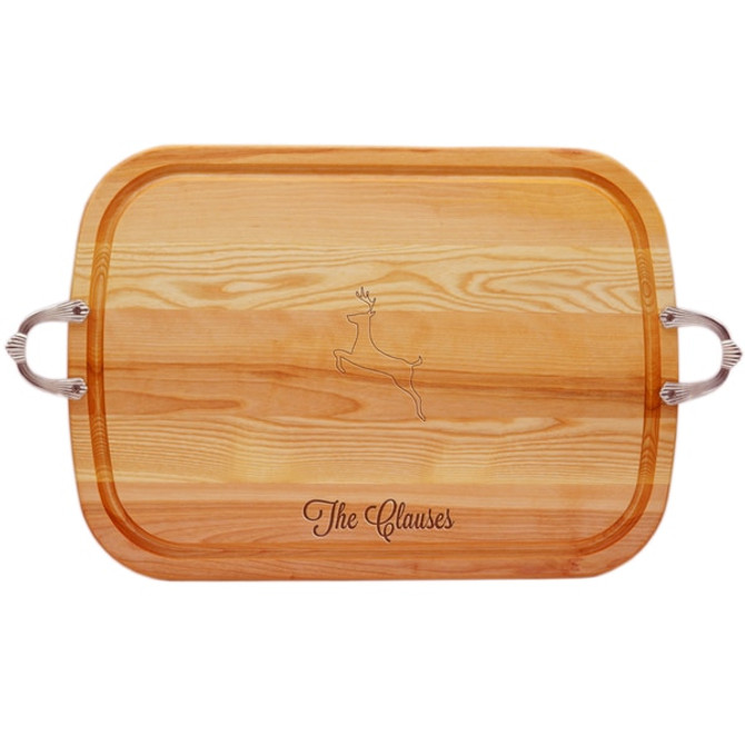 Everyday Collection: Large Serving Tray With Nouveau Handles Personalized Reindeer