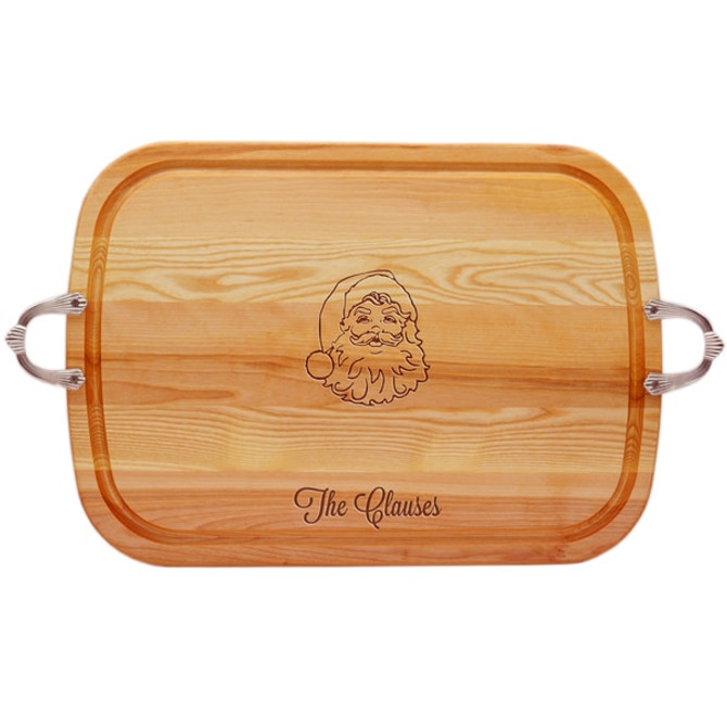 Everyday Collection: Large Serving Tray With Nouveau Handles Personalized Santa